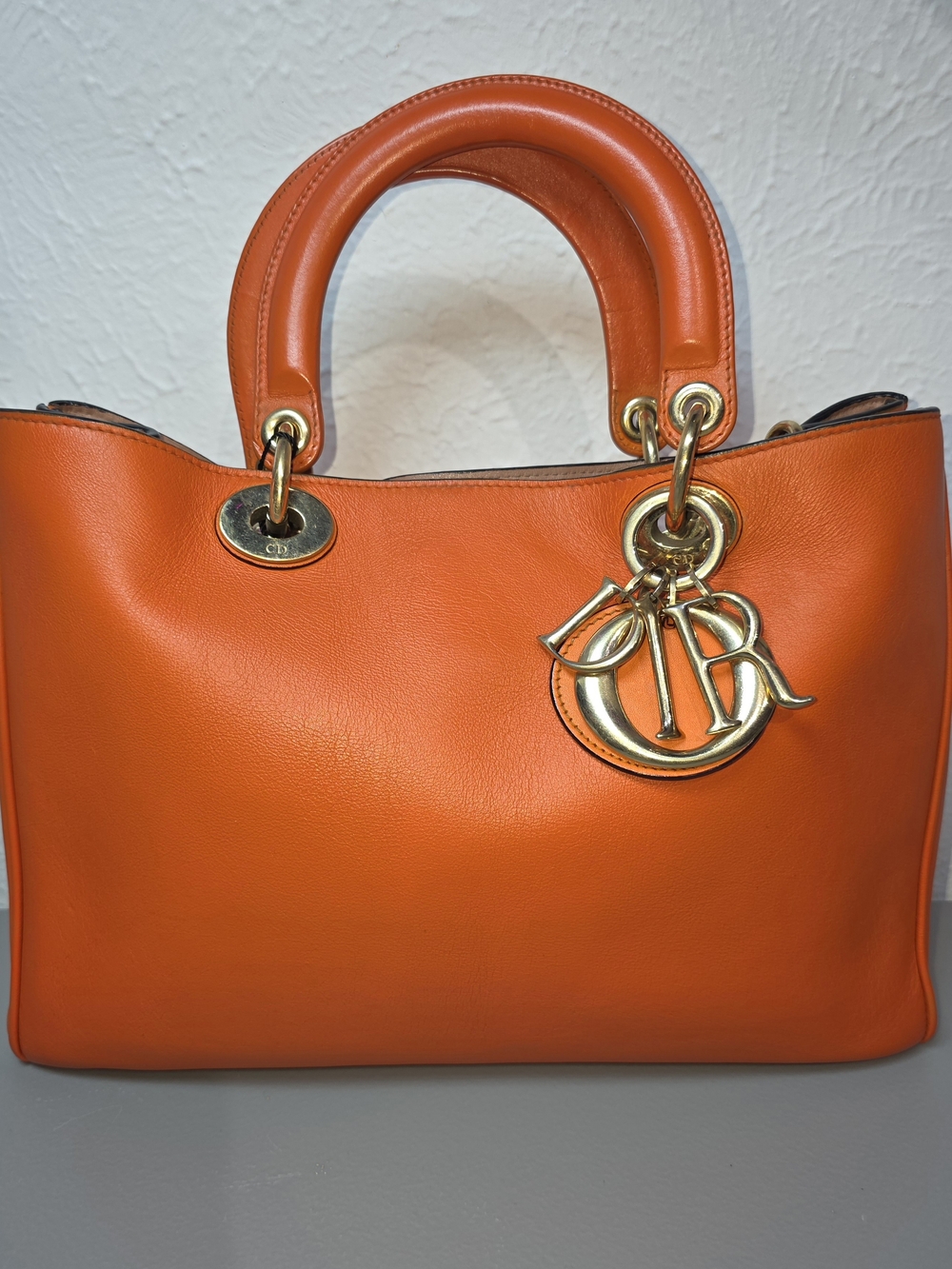 Christian Dior Burnt Orange Leather Diorissimo Medium Tote Bag with Gold Hardwar